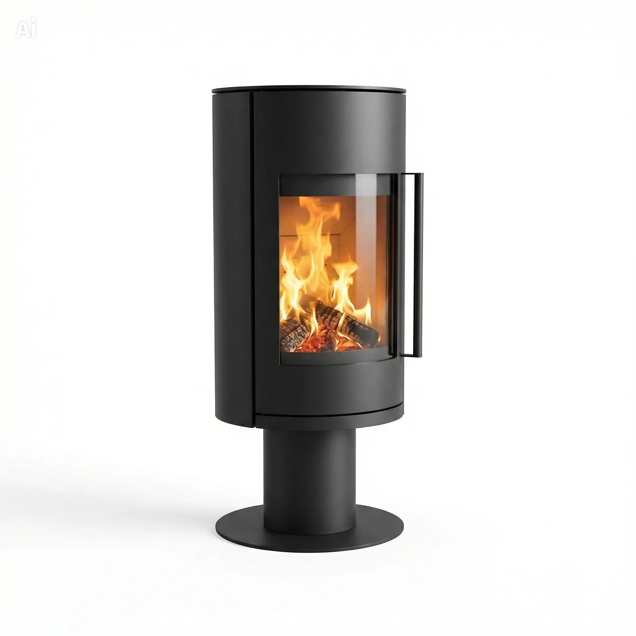 Poêle à bois moderne finition acier noir