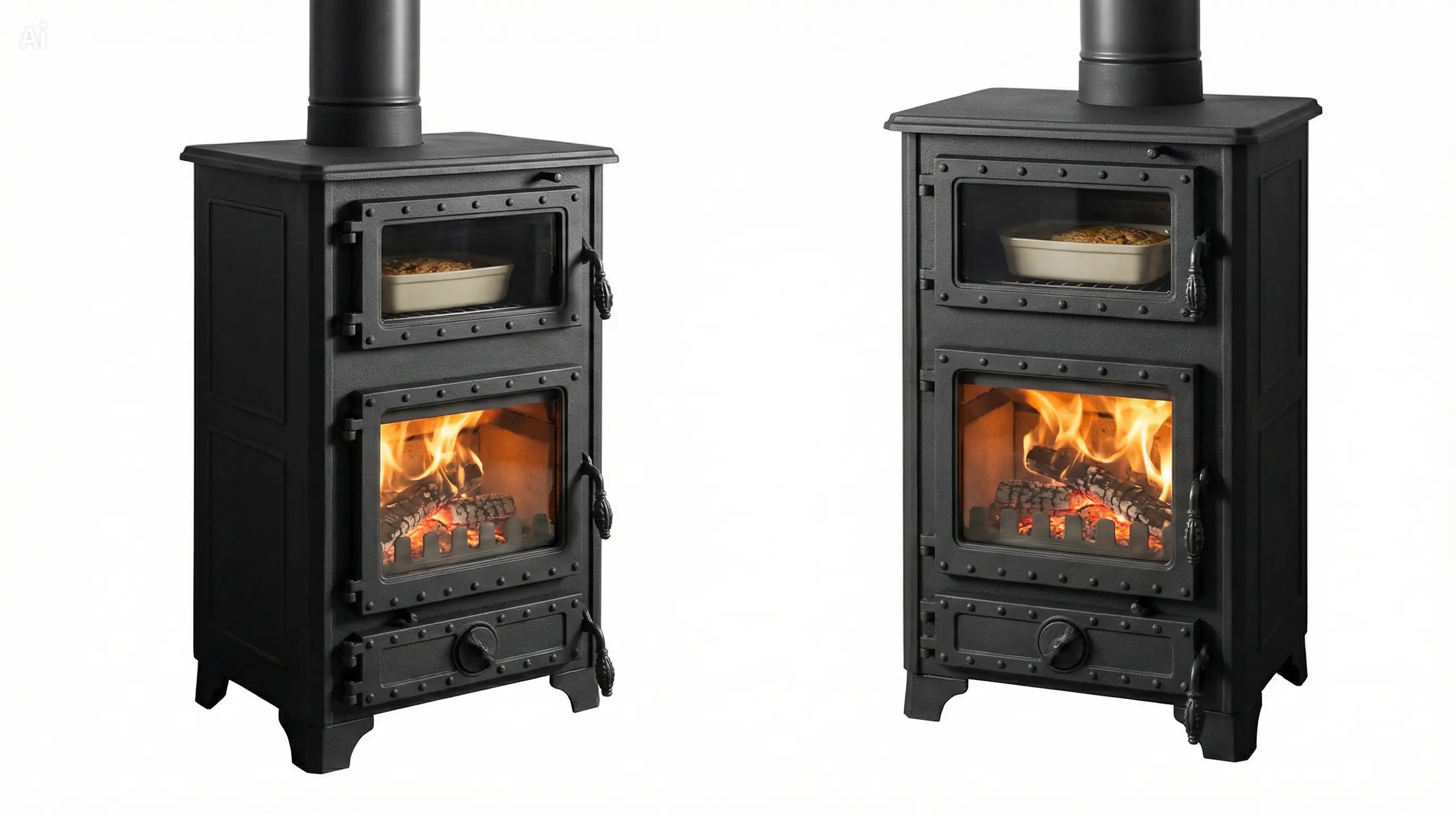 Poêle à bois avec four intégré