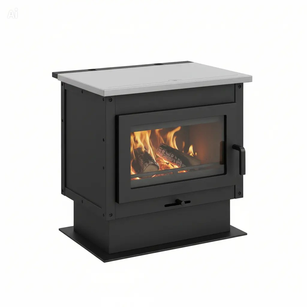 Poêle à bois multifonction avec plaque de cuisson